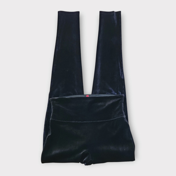 Spanx High Waist Velvet Leggings Size M Black Tummy Control - Picture 3 of 9